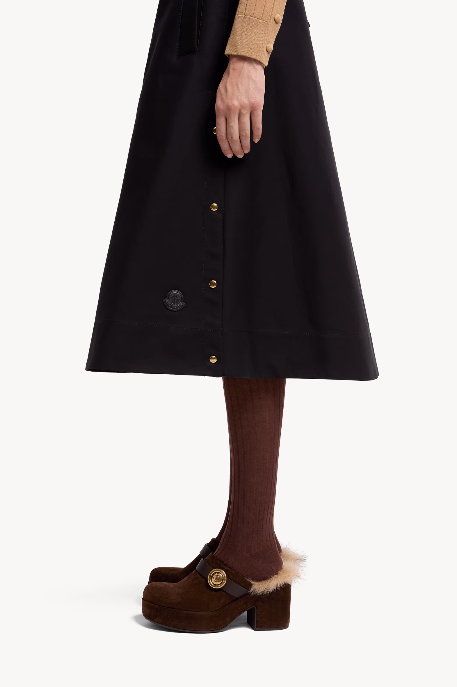Jupe midi en coton Femmes Noir Moncler 4